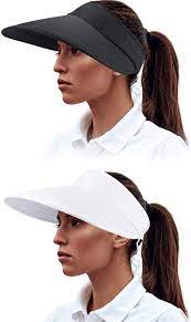 2 Pieceswomen Sun Visor Hats Wide Brim Visor Hats Adjustable Summer Visor Caps Uv Protection Beach Caps For Women Wearing Favors Color Set 1 At Amazon Women S Clothing Store