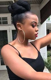 In this hairstyle, the hair is all collected on the top and then sprayed to take all the hair clean. Updo Hairstyle For Black Women Wedding Hairstyles In 2020 Natural Hair Bun Styles Black Hair Updo Hairstyles Natural Hair Styles