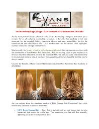 Evans Hair Styling College Hair Extensions Beauty School In Idaho