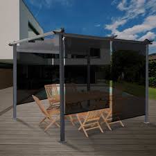 Store enrouleur occultant pour veranda. Lot De 2 Stores Enrouleurs Noirs Tamisants L 120 Cm X H 225 Cm Pour Pergola