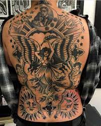 Fullback Backpiece Collaboration By Wolfspit And Sway Tattooer Blacktoptattooin Traditional Back Tattoo Back Tattoos For Guys Traditional Tattoo Flash Art