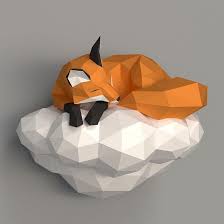 Diy Cloud Fox 3d Papercraft Template Pdf Kit C Gopapercraft Paper Crafts Paper Sculpture Paper Animals