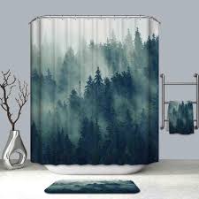 Abstract Mountains Foggy Forest Shower Curtain Bathroom Decor In 2020 Cool Shower Curtains Modern Shower Curtains Bathroom Shower Curtains