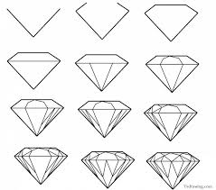 A beautiful diamond design for your homemade engagement party invites. Draw Pattern How To Draw A Simple Diamond Gemstone Pattern Easy Free Step By Step Your Back Codesign Magazine Daily Updated Magazine Celebrating Crea Easy Drawings Diamond Drawing Drawing Tutorial Easy