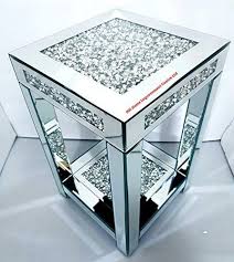 Mirrored End Table Square Sparkly Silver Diamond Crush Crystal Star Shine Design 189 00 Picclick Uk Mirrored End Table Square Tables End Tables