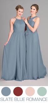Slate Blue Wedding Color Inspiration Long Chiffon Bridesmaid Dresses By Dusty Blue Bridesmaid Dresses Slate Blue Bridesmaid Dresses Blue Bridesmaid Dresses