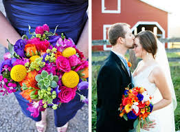 Use white roses for a winter wedding, or calla lilies at any time of year. Bold Bright Bridal Bouquets Mywedding