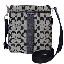Black And White Coach Purse Coach Signature Stripe Swing Pack Cross Body Bag Black White Handbag Grey Crossbody Bag Small Crossbody Bag Crossbody Bag