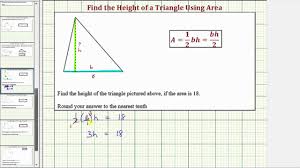 A 2 + b 2 = x 2 100 = x 2 100 = x 10 = x. Ex Find The Height Of A Triangle Given Area Even Base Youtube