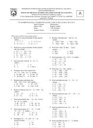 Bentuk sederhana dari 5𝑥 2 − 7𝑥 + 7 − 3𝑥 2 + 5𝑥 − 3 adalah a. Top Pdf Soal Soal Latihan Aljabar Kelas Viii 123dok Com