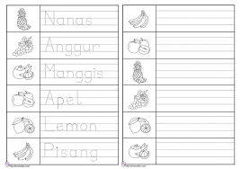 Belajar menulis tegak bersambung anak sd. Latihan Menulis Buah Buahan 2