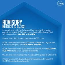 Let's await further guidelines for aug 6. List Bank Operations During Ecq Holy Week