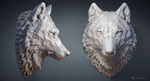 Wolf Head Digital Sculpture 3d Model Max Stl Obj Files Wolf Sculpture Digital Sculpture Digital Sculpting