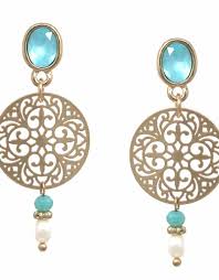 Sterling silver turquoise & lapis wire drop earrings reg. Freshwater Pearl Drop Earrings Gold Turquoise Pinktini