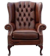 Chesterfield Prince S Flat Wing Queen Anne High Back Chair Antique Tan Leather High Back Chairs Chair Luxury Office Chairs