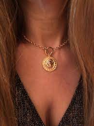 Chunky Chain Lion Charm Necklace Xmas Gift For Her Rose Gold Etsy Rose Gold Choker Necklace Rose Gold Choker Chunky Chain Necklaces