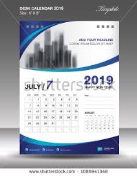 July Desk Calendar 2019 Template Flyer Design Vector Calendar 2019 Template Calendar Design Calendar
