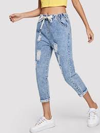 Gundelik Sade Torba Buzme Ipi Mavi Kot In 2020 Denim Women Distressed Jeans Distressed Boyfriend Jeans