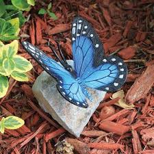 Papilio Ulysses Butterfly On Rock Statue Bronze Butterfly Animal Statues Butterfly