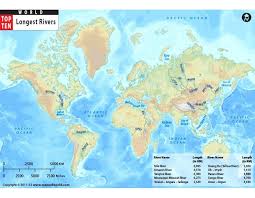 World Map With Top Ten Longest Rivers World Political Map Cool World Map Color World Map