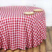 Add to favorites vintage red gingham table cloth with red flower decoration in each white check, and white flower in the red, each white has a red flower. Buffalo Plaid Tablecloths 108 Round White Red Checkered Gingham Polyester Tablecloth Tableclothsfactory
