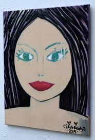 Free Shipping Portrait 20" X 16" Woman Contemporary Art Face Modern Canvas  Acrylic Street Art NYC Colorful Painting Fine Art by Chris Riggs