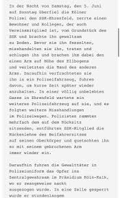 Bevor sie ihn fesselten, misshandelten sie ihn, traten… Autonomes Zentrum Koln On Twitter Kundgebung Gegen Polizei Gewalt Fr 02 07 18 H Polizeiwache K Ehrenfeld Solidaritat Mit Den Genoss Innen Von Der Ssk Getroffen Hat Es Die Ssk Doch Der