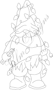 Digital Stampsklm Digital Designschristmas Light Gnomeclip Etsy Digital Stamps Christmas Christmas Coloring Pages Christmas Art