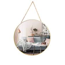 Living room gold mirror wall decor. Affomo Hanging Wall Mirror Round Small Wall Decor Gold Mirror With Chain For Home Decor Bathroom Bedroom Living Room Gold Buy Online In Antigua And Barbuda At Antigua Desertcart Com Productid 173952716