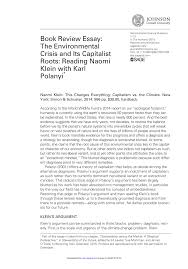 Pdf Book Review Essay The Environmental Crisis And Its Capitalist Roots Reading Naomi Klein With Karl Polanyi
