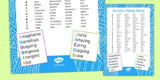 But there are many other styles of poetry, and each one is unique. Acrostic Names Ideas Checklist Teacher Made