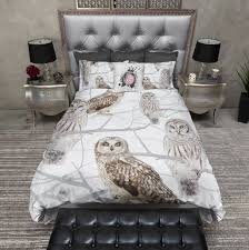 Snow And Owls Bedding Collection In 2020 Owl Bedding Bed Linens Luxury Duvet Bedding Sets