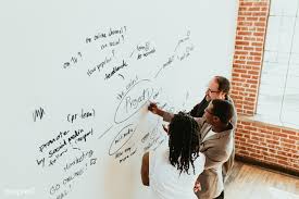 Download Premium Psd Of Business People Writing On A Whiteboard Mockup Business People White Board Psd