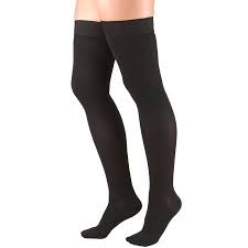 Truform Stockings Thigh High Closed Toe Dot Top 30 40 Mmhg Black Medium Walmart Com In 2021 Stockings Compression Stockings Thigh Highs