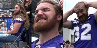 John Rush of the Winnipeg Blue Bombers cut his hair for cancer