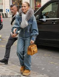 Jennifer Lopez brings the '90s back with a chic denim jumpsuit and further impresses with a pair of platform Timberland boots and a $40,000 Hermès Birkin handbag | Daily Mail Online
