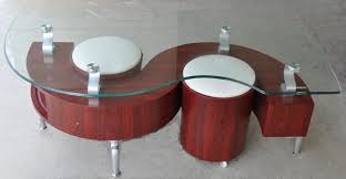 S Shaped Dontai Glass Top Coffee Table And 2 Stools In Mahogany Finish Coffee Table Bamboo Coffee Table Glass Top Coffee Table