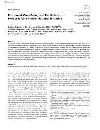 Pdf Emotional Well Being And Public Health Proposal For A Model National Initiative