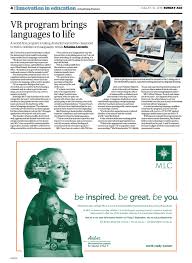 Melbourne Sunday Age Newspaper Article 12 Aug 2018 Vr Program Brings Languages To Life Jpg Learning Languages Language Learning