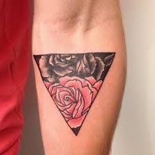 Black And Red Rose Tattoo Sleeve Cutelittletattoos Triangle Tattoos Forearm Tattoos Tattoos