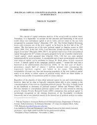 Pdf Political Capital Conceptualization Reclaiming The Heart Of Democracy