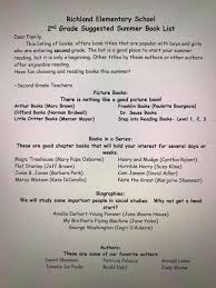 Most grade 2 students are able to read a lot on their own. 2nd Grade Summer Reading List Richland Elementary School Pto Facebook