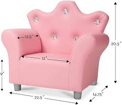 Melissa & Doug Child's Crown Armchair, Pink Faux Leather Children's  Furniture (Armchair for Kids, 17.5” H x 18.3” W x 23” L, Great Gift for  Girls and Boys