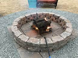 5 Ft Diameter Fire Pit 60 Flagstone Ashland Retaining Wall Blocks 4x11 From Lowes 20 Stones Stacked In 3 Circl Fire Pit Patio Patio Stones Circular Patio