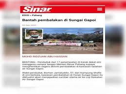Kemerosotan alam sekitar adalah dijangka lebih serius. Tiada Pencemaran Di Lra Sungai Gapoi Kata Jpnp