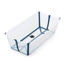 Ergonomic support for your newborn at bath time; Stokke Flexi Bath X Large Transparent Blue Spacious Foldable Baby Bathtub Lightweight Easy To Store Convenient To Use At Home Or Traveling Best For Ages 0 6 Buy Online