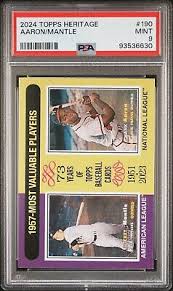 2024 TOPPS HERITAGE MICKEY MANTLE HANK AARON 1957 MVP #190 PSA 9 MINT!!