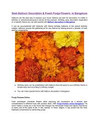 《 flowwow 》 best local flower shops near me in ! Best Balloon Decoration Fresh Pooja Flowers In Bangalore By Getflowerdaily Issuu