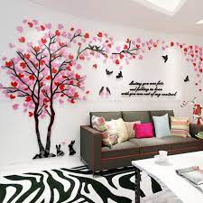 M Decoration Murale Salon Stickers Muraux Salon Arbre Sticker Muraux 3d Sticker Mural Cuisine Adhesif Acrylique Arbre Rouge Achat Vente Stickers Cdiscount