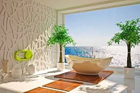 Pair navy blue walls, bright white subway tile and gold hardware to nail contemporary beach bathroom decor. Beach Themed Bathroom Decor Ideas Home Decor Bliss